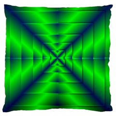 Shiny Lime Navy Sheen Radiate 3d Large Cushion Case (two Sides) by Celenk