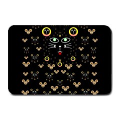 Merry Black Cat In The Night And A Mouse Involved Pop Art Plate Mats by pepitasart