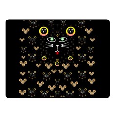 Merry Black Cat In The Night And A Mouse Involved Pop Art Double Sided Fleece Blanket (small)  by pepitasart