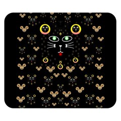 Merry Black Cat In The Night And A Mouse Involved Pop Art Double Sided Flano Blanket (small)  by pepitasart
