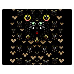 Merry Black Cat In The Night And A Mouse Involved Pop Art Double Sided Flano Blanket (medium) 