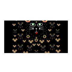 Merry Black Cat In The Night And A Mouse Involved Pop Art Satin Wrap by pepitasart