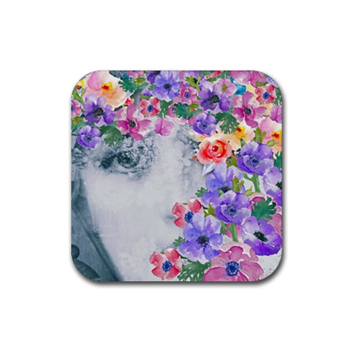 flower girl Rubber Coaster (Square) 