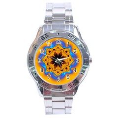 Digital Art Fractal Artwork Flower Stainless Steel Analogue Watch by Celenk