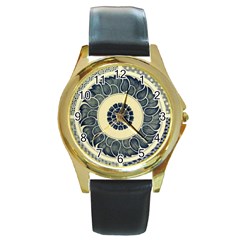 Background Vintage Japanese Round Gold Metal Watch