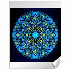 Mandala Blue Abstract Circle Canvas 36  X 48  