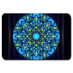 Mandala Blue Abstract Circle Large Doormat 