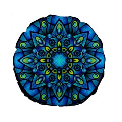 Mandala Blue Abstract Circle Standard 15  Premium Round Cushions by Celenk