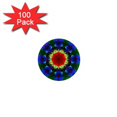 Fractal Digital Mandala Floral 1  Mini Buttons (100 Pack) 