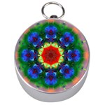 Fractal Digital Mandala Floral Silver Compasses Front