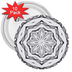 Mandala Pattern Floral 3  Buttons (10 Pack)  by Celenk