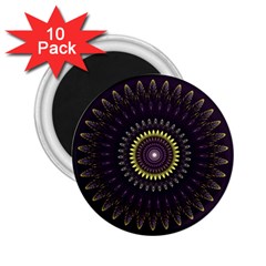 Fractal Purple Mandala Violet 2 25  Magnets (10 Pack)  by Celenk