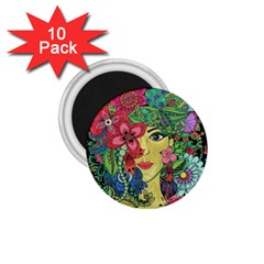 Mandala Figure Nature Girl 1 75  Magnets (10 Pack)  by Celenk