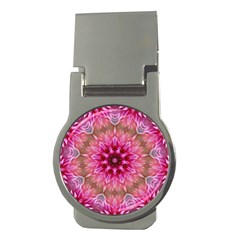 Flower Mandala Art Pink Abstract Money Clips (round)  by Celenk