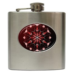 Mandala Red Bright Kaleidoscope Hip Flask (6 Oz) by Celenk