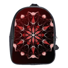 Mandala Red Bright Kaleidoscope School Bag (xl) by Celenk