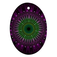 Purple Mandala Fractal Glass Ornament (oval) by Celenk