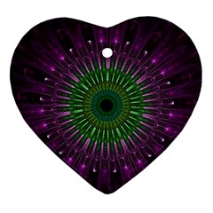 Purple Mandala Fractal Glass Ornament (Heart)