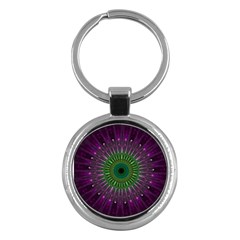 Purple Mandala Fractal Glass Key Chains (Round) 