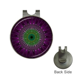 Purple Mandala Fractal Glass Hat Clips with Golf Markers