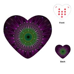 Purple Mandala Fractal Glass Playing Cards (Heart) 