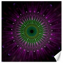 Purple Mandala Fractal Glass Canvas 16  x 16  