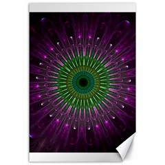Purple Mandala Fractal Glass Canvas 24  x 36 