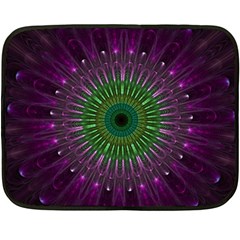 Purple Mandala Fractal Glass Double Sided Fleece Blanket (mini)  by Celenk