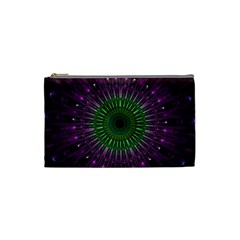 Purple Mandala Fractal Glass Cosmetic Bag (Small) 