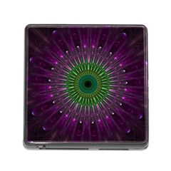 Purple Mandala Fractal Glass Memory Card Reader (Square)