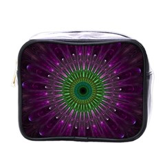 Purple Mandala Fractal Glass Mini Toiletries Bags