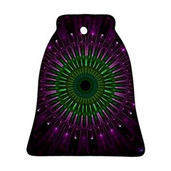 Purple Mandala Fractal Glass Bell Ornament (Two Sides)