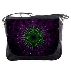 Purple Mandala Fractal Glass Messenger Bags