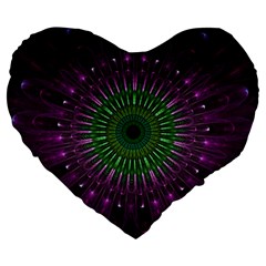 Purple Mandala Fractal Glass Large 19  Premium Heart Shape Cushions by Celenk