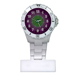 Purple Mandala Fractal Glass Plastic Nurses Watch