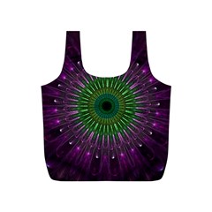 Purple Mandala Fractal Glass Full Print Recycle Bags (S) 