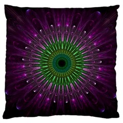 Purple Mandala Fractal Glass Large Flano Cushion Case (One Side)