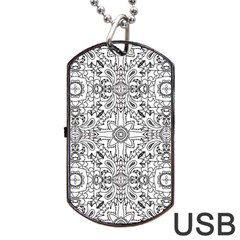 Mandala Pattern Line Art Dog Tag Usb Flash (one Side) by Celenk