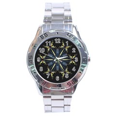 Mandala Butterfly Concentration Stainless Steel Analogue Watch by Celenk