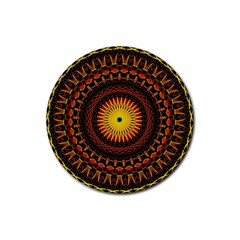 Mandala Psychedelic Neon Rubber Round Coaster (4 Pack)  by Celenk