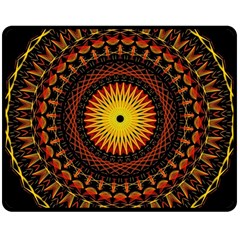 Mandala Psychedelic Neon Double Sided Fleece Blanket (medium)  by Celenk