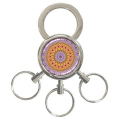 Geometric Flower Oriental Ornament 3-ring Key Chains by Celenk