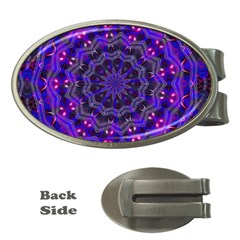 Purple Kaleidoscope Mandala Pattern Money Clips (oval)  by Celenk