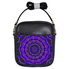 Purple Kaleidoscope Mandala Pattern Girls Sling Bags by Celenk