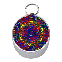 Kaleidoscope Pattern Ornament Mini Silver Compasses by Celenk