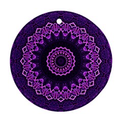 Mandala Purple Mandalas Balance Round Ornament (two Sides) by Celenk