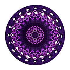 Mandala Purple Mandalas Balance Round Filigree Ornament (two Sides) by Celenk