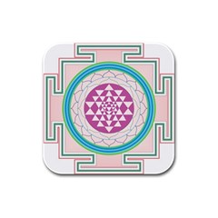 Mandala Design Arts Indian Rubber Square Coaster (4 Pack)  by Celenk