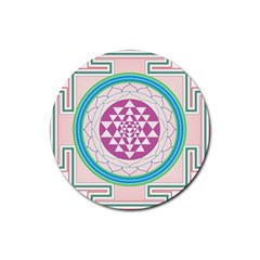 Mandala Design Arts Indian Rubber Coaster (round)  by Celenk