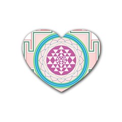 Mandala Design Arts Indian Rubber Coaster (heart)  by Celenk